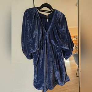 Free People Portia Velvet Dress - Navy